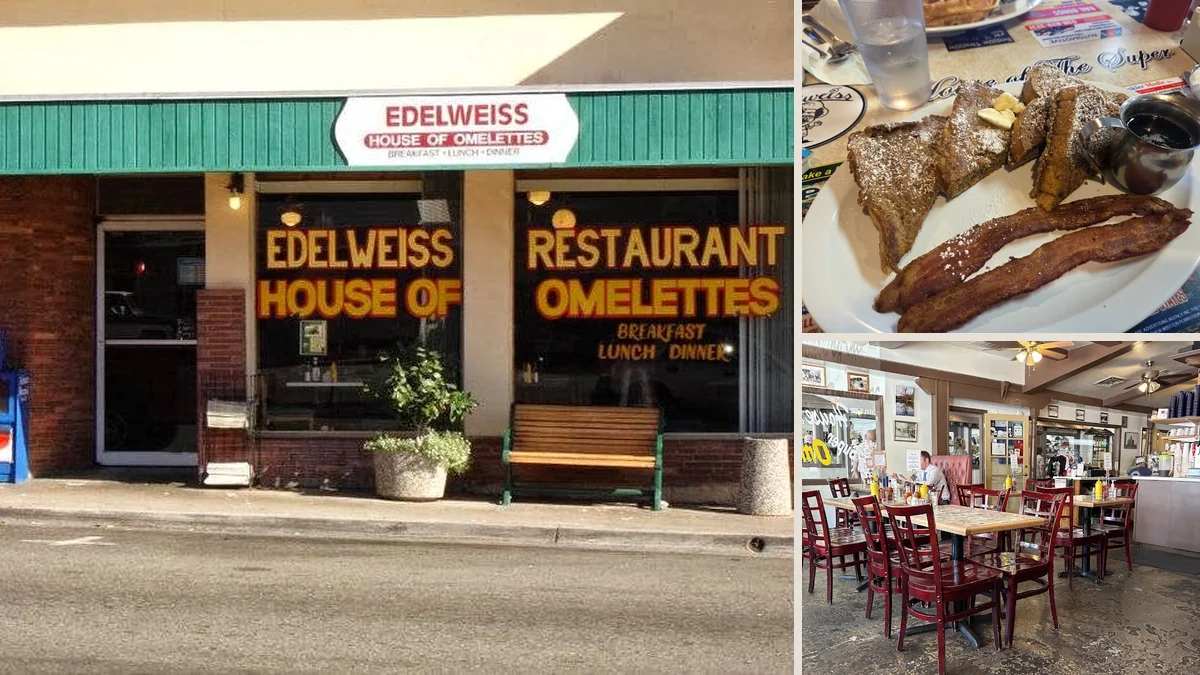 Cozy diner tables with breakfast plates.